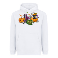 White Black cat and pumpkin Heavyweight Hoodie - NancyCooperArtShop