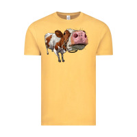 Vintage Mustard cute simmental cow Vintage Tee - LillyAllenDesigns