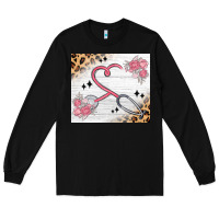 Black customized leopard floral nurse Long Sleeve Tee - MaliasSmallBusiness