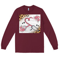 Burgundy customized leopard floral nurse Long Sleeve Tee - MaliasSmallBusiness