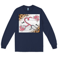Navy customized leopard floral nurse Long Sleeve Tee - MaliasSmallBusiness