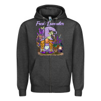 Charcoal Heather fresh lavender gnome Zipper Hoodie - BarkalooDesign