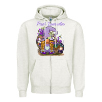 Oatmeal Heather fresh lavender gnome Zipper Hoodie - BarkalooDesign