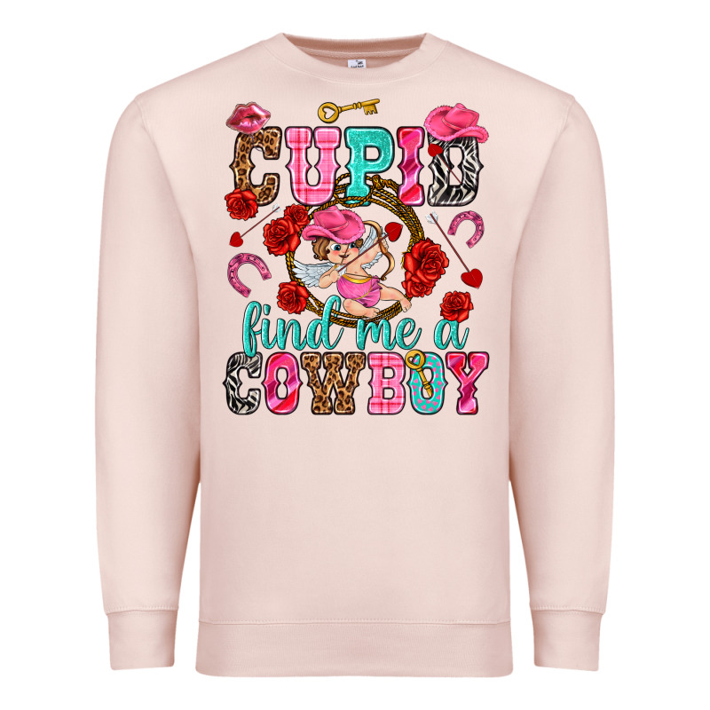 Cupid Find Me A Cowboy Valentine's Day Premium Sweatshirt by HowdyJamesFarm | Teevron