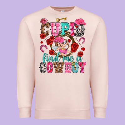 Cupid Find Me A Cowboy Valentine's Day Premium Sweatshirt Designed By Howdyjamesfarm