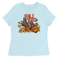 Baby Blue Fall Vibes Squirrel Ladies Tee - CowhideDigitalArt