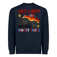 Navy just a boy who loves monster trucks Heavyweight Sweatshirt - MaliasSmallBusiness
