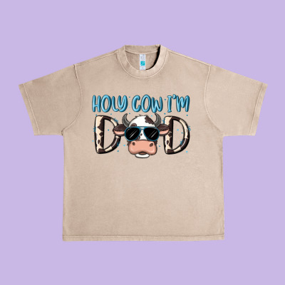 Holy Cow I'm Dad Urban Heavy Tee Designed By Maliassmallbusiness