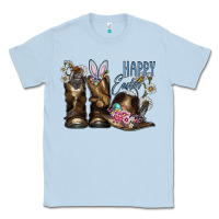 Dusty Blue Happy Easter Classic Tee - CowhideDigitalArt