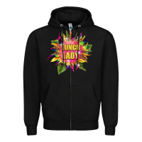 Black lunch lady tie dye sunflower Zipper Hoodie - BarkalooDesign