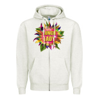 Oatmeal Heather lunch lady tie dye sunflower Zipper Hoodie - BarkalooDesign
