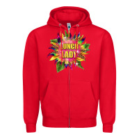 Red lunch lady tie dye sunflower Zipper Hoodie - BarkalooDesign