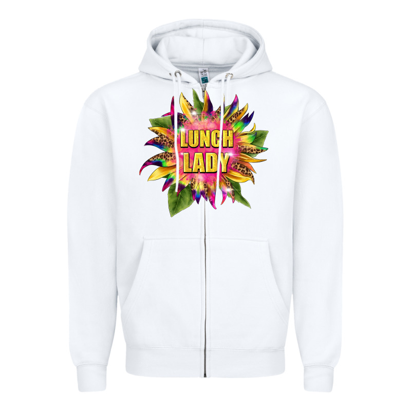 Lunch Lady Tie Dye Sunflower Zipper Hoodie by BarkalooDesign | Teevron
