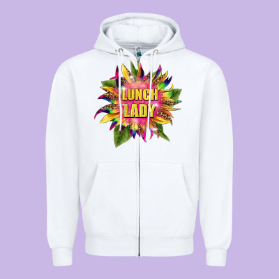 Lunch Lady Tie Dye Sunflower Zipper Hoodie Designed By Barkaloodesign