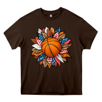 Chocolate Brown basketball sunflower Heavy Core Tee - HRA Design Shop