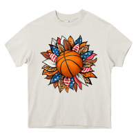 Cream basketball sunflower Heavy Core Tee - HRA Design Shop