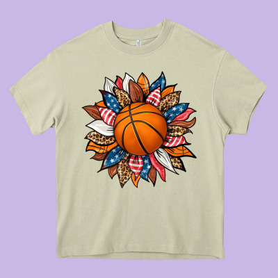 Basketball Sunflower Heavy Core Tee Designed By Hra Design Shop