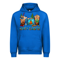 Cobalt Happy Camper Coffee Cups Urban Hoodie - FaDigitalArtStudio