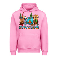 Fuchsia Pink Happy Camper Coffee Cups Urban Hoodie - FaDigitalArtStudio