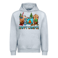 Heather Grey Happy Camper Coffee Cups Urban Hoodie - FaDigitalArtStudio