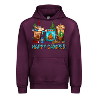 Mauve Wine Happy Camper Coffee Cups Urban Hoodie - FaDigitalArtStudio