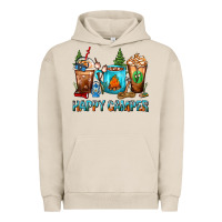 Pigment French Oak Happy Camper Coffee Cups Urban Hoodie - FaDigitalArtStudio
