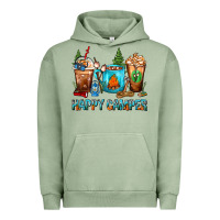 Pigment Oil Green Happy Camper Coffee Cups Urban Hoodie - FaDigitalArtStudio