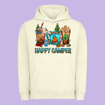 Happy Camper Coffee Cups Urban Hoodie Designed By Fadigitalartstudio
