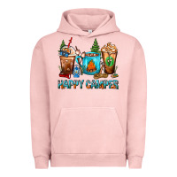 Pigment Salmon Happy Camper Coffee Cups Urban Hoodie - FaDigitalArtStudio