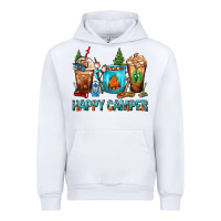 White Happy Camper Coffee Cups Urban Hoodie - FaDigitalArtStudio