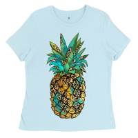 Baby Blue leopar turquoise pineapple Ladies Tee - JahusDesignShop
