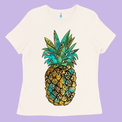 Leopar Turquoise Pineapple Ladies Tee Designed By Jahusdesignshop