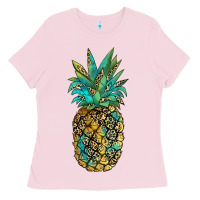 Bubblegum Pink leopar turquoise pineapple Ladies Tee - JahusDesignShop