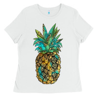 White leopar turquoise pineapple Ladies Tee - JahusDesignShop