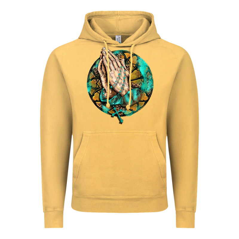 Western Praying Hands Prayer Rosary  Faith Cross Vintage Hoodie by BarkalooDesign | Teevron