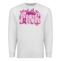 Oatmeal Heather Think pink Cancer Awareness Premium Sweatshirt - HowdyJamesFarm