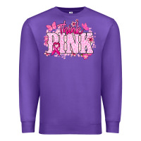 Purple Think pink Cancer Awareness Premium Sweatshirt - HowdyJamesFarm