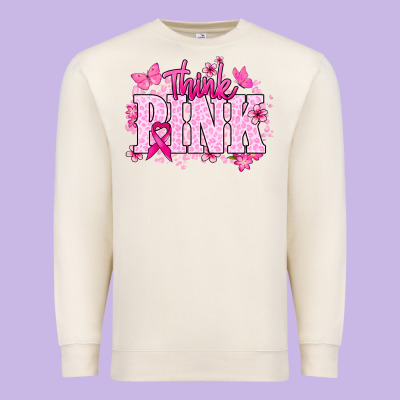 Think Pink Cancer Awareness Premium Sweatshirt Designed By Howdyjamesfarm