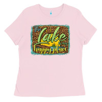 Bubblegum Pink the lake is my happy place Ladies Tee - HRA Design Shop