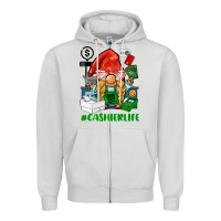 Dove Grey cashier  life gnome Zipper Hoodie - BarkalooDesign