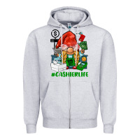 Heather Grey cashier  life gnome Zipper Hoodie - BarkalooDesign