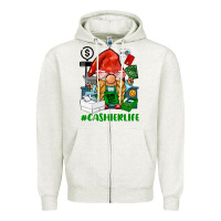 Oatmeal Heather cashier  life gnome Zipper Hoodie - BarkalooDesign