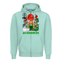 Seafoam cashier  life gnome Zipper Hoodie - BarkalooDesign