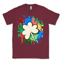 Burgundy st patricks day shamrock autism Classic Tee - MaliasSmallBusiness