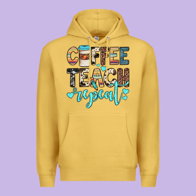 Coffee Teach Repeat Premium Hoodie Designed By Jahusdesignshop