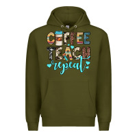 Army Green coffee teach repeat Premium Hoodie - JahusDesignShop