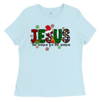 Baby Blue jesus the season for the season Ladies Tee - CowhideDigitalArt