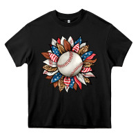Black baseball sunflower Heavy Core Tee - HRA Design Shop