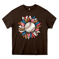 Chocolate Brown baseball sunflower Heavy Core Tee - HRA Design Shop