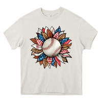 Cream baseball sunflower Heavy Core Tee - HRA Design Shop